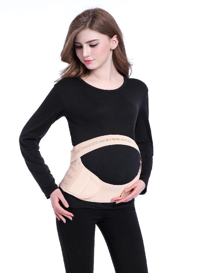 Adjustable Maternity Pregnancy Belt/Abdominal Breathable Pregnancy Belly Wrap/Prenatal Back Support Belt (Beige, Large) - Image 3